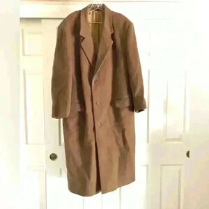 VTG CAMEL BROWN? MEDIUM BROWN? WOOL MENS LONG COAT L42